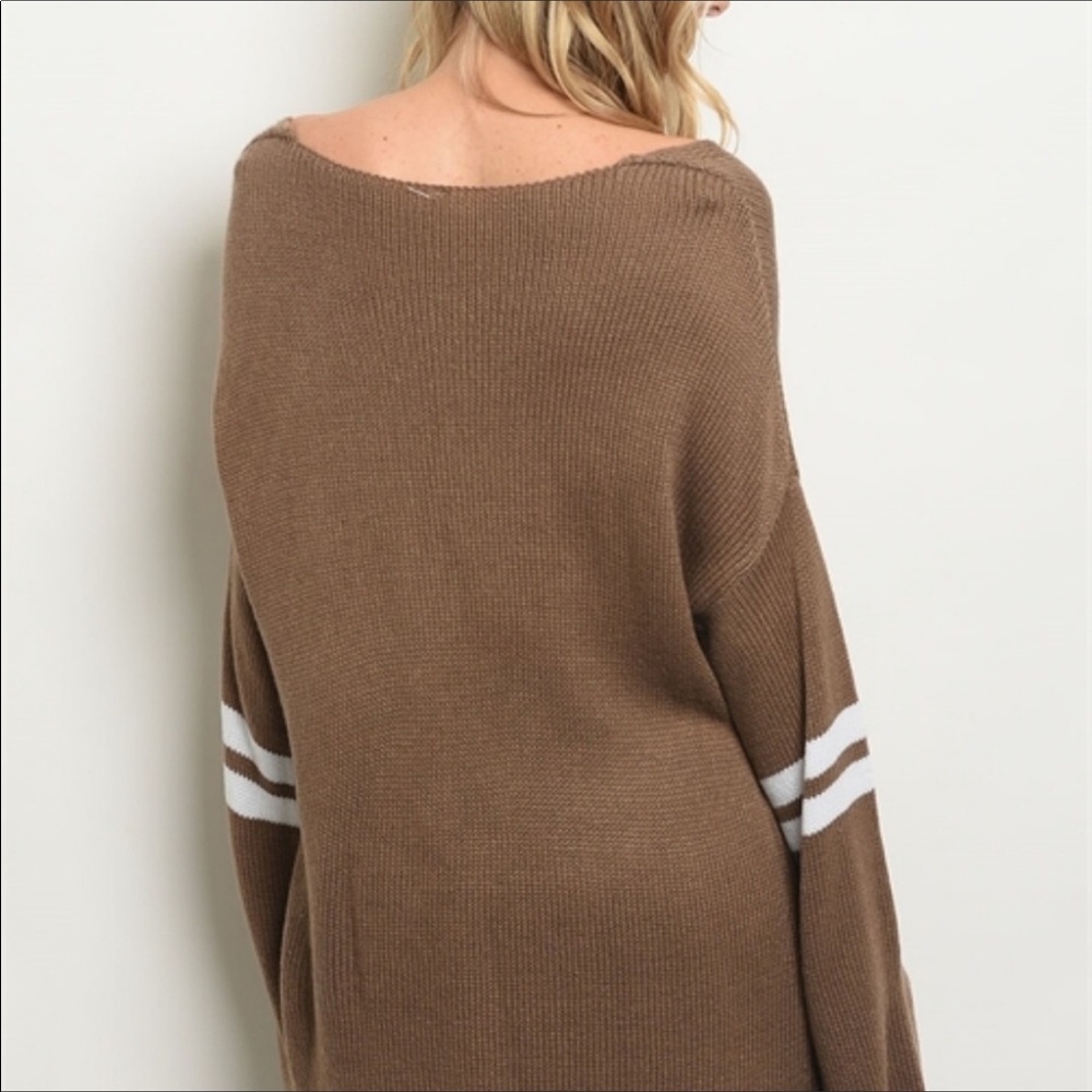 Last One! Mittoshop Oversized Brown/White Sweater - Picture 3 of 6